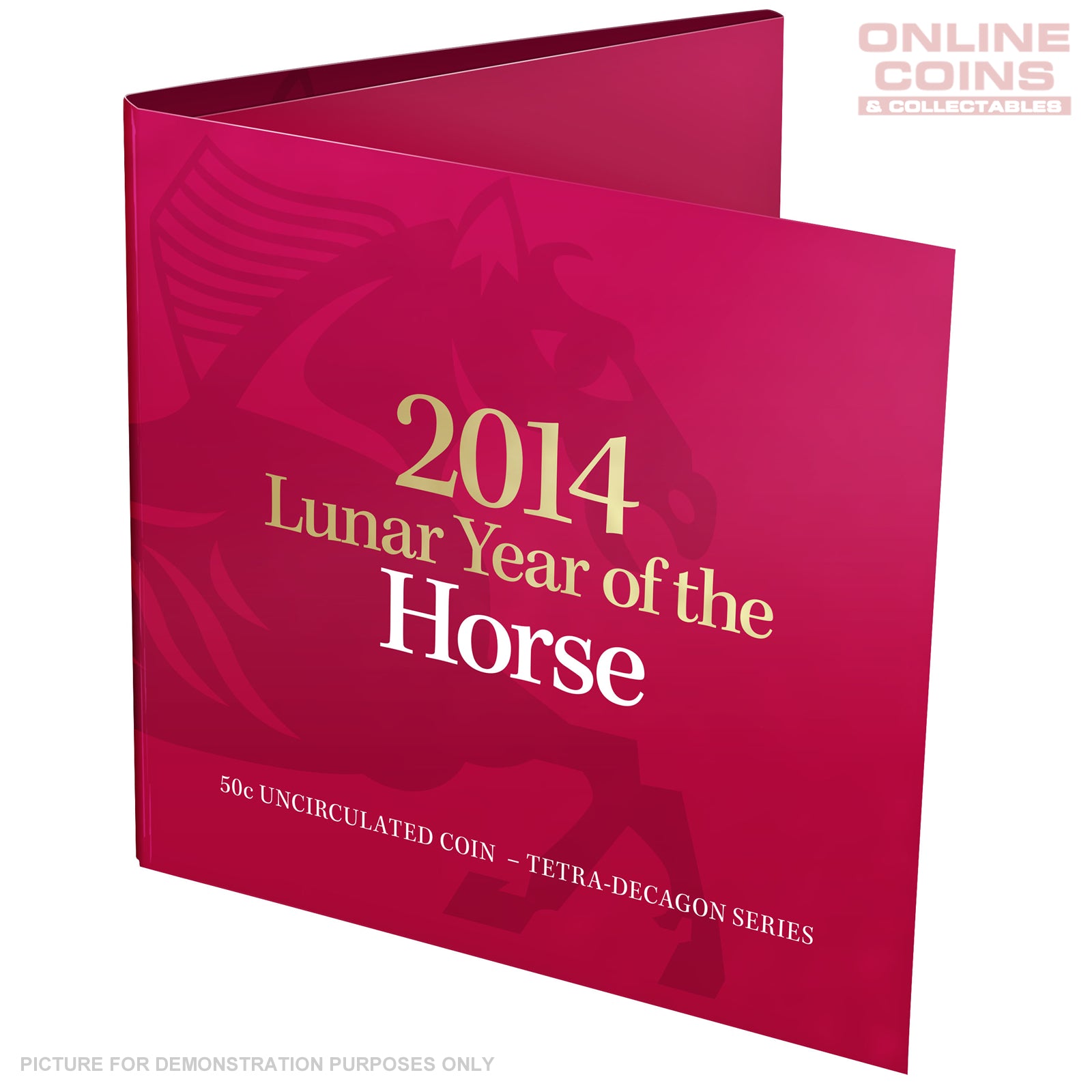 2014 Royal Australian Mint - Lunar Year of the Horse - Uncirculated 50c Tetra-decagon Carded Coin